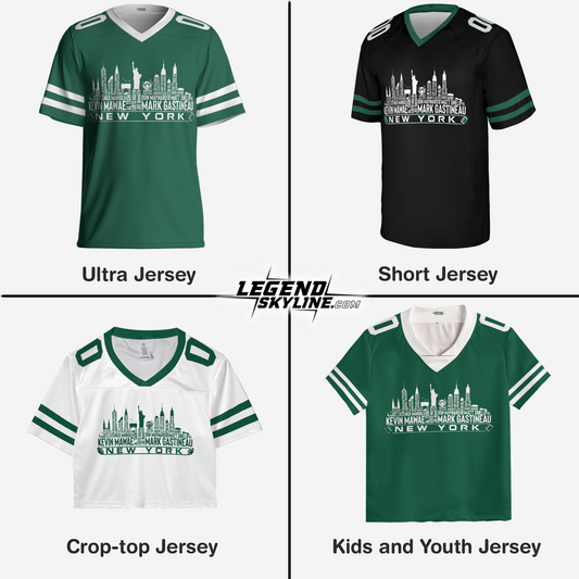 New York Jersey Custom Football Greatest Of All Time Team Legends New York City Skyline Jersey Shirt, Personalized Embroidery Name Number