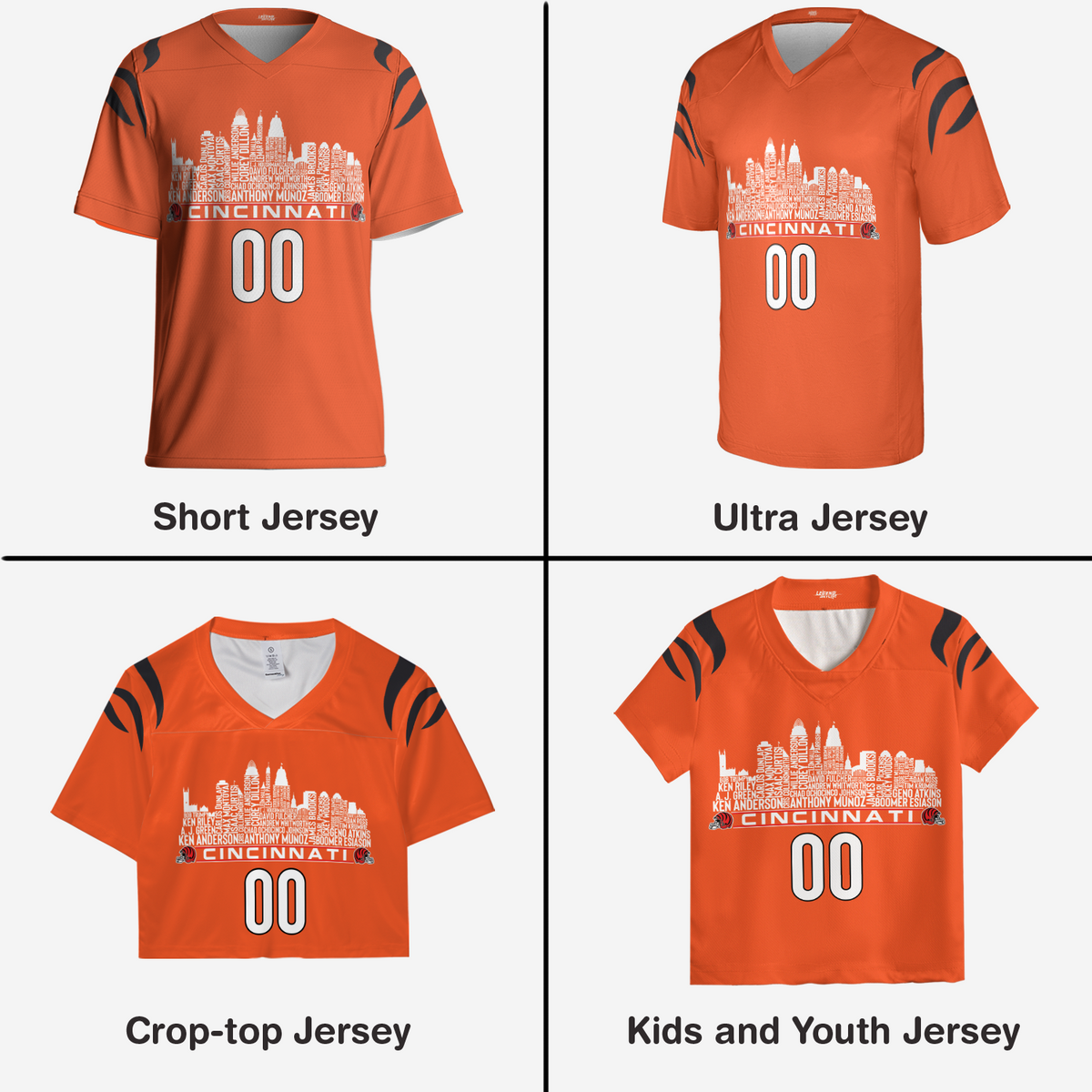 Cincinnati Jersey Custom Football Greatest Of All Time Team Legends Cincinnati City Skyline Jersey Shirt Personalized Embroidery Name Number