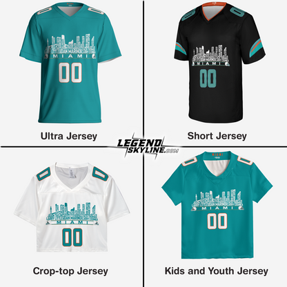 Miami Jersey Custom Football Greatest Of All Time Team Legends Miami City Skyline Jersey Shirt Personalized Embroidery Name Number