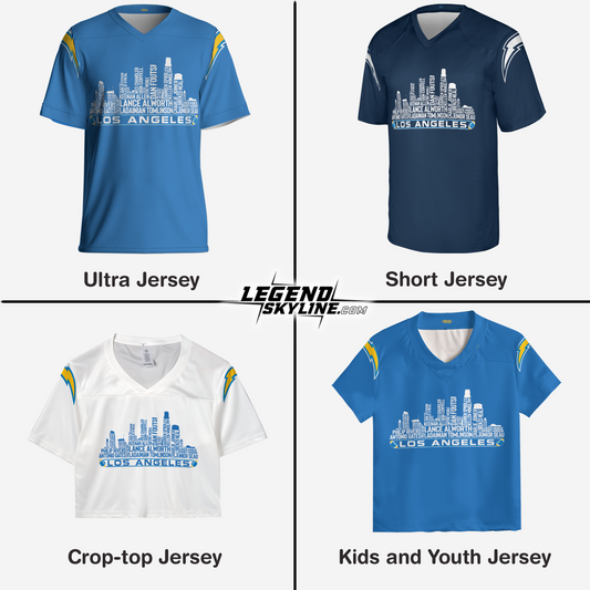 Los Angeles C Jersey Custom Football Greatest Of All Time Team Legends Los Angeles City Skyline Jersey Shirt, Personalized Embroidery Name Number