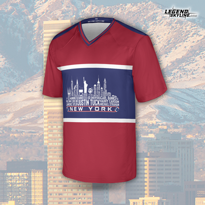 New York Jersey Custom Football Greatest Of All Time Team Legends New York City Skyline Jersey Shirt Personalized Embroidery Name Number