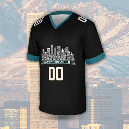 Jacksonville Jersey Custom Football Greatest Of All Time Team Legends Jacksonville City Skyline Jersey Shirt Personalized Embroidery Name Number