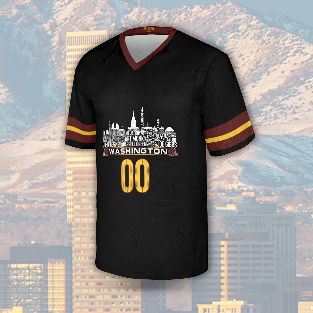 Washington Jersey Custom Football Greatest Of All Time Team Legends Washington D.C Skyline Jersey Shirt Personalized Embroidery Name Number