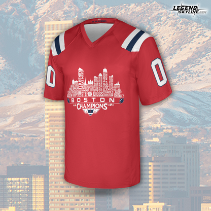 New England Custom Jersey Champions LX Football 2026 Bowl Dream Team Boston Skyline Personalized Embroidery Name Number