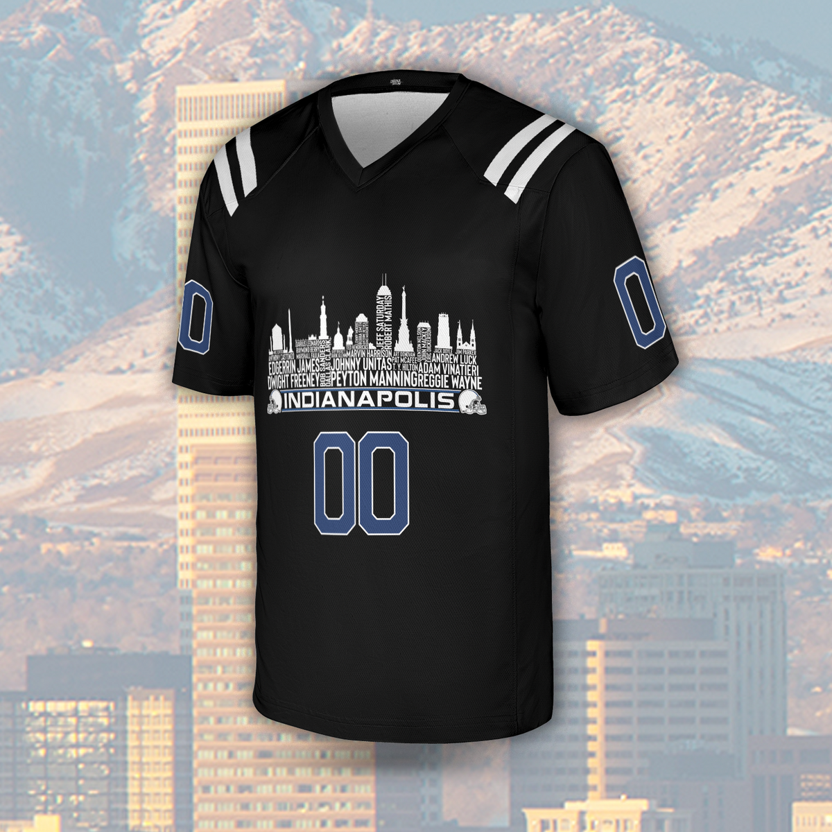 Indianapolis Jersey Custom Football Greatest Of All Time Team Legends Indianapolis City Skyline Jersey Shirt Personalized Embroidery Name Number