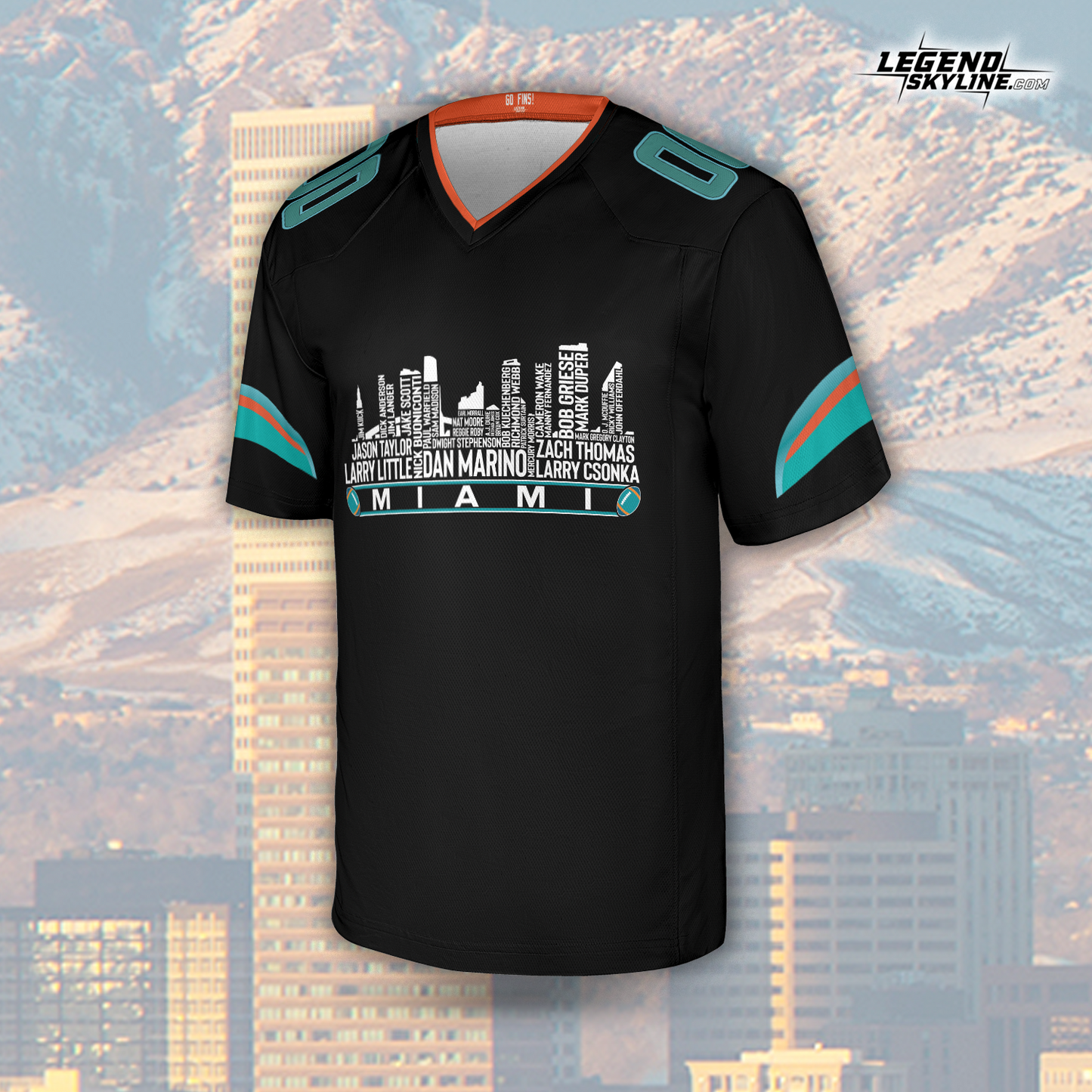 Miami Jersey Custom Football Greatest Of All Time Team Legends Miami City Skyline Jersey Shirt Personalized Embroidery Name Number