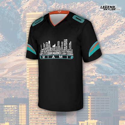 Miami Jersey Custom Football Greatest Of All Time Team Legends Miami City Skyline Jersey Shirt Personalized Embroidery Name Number