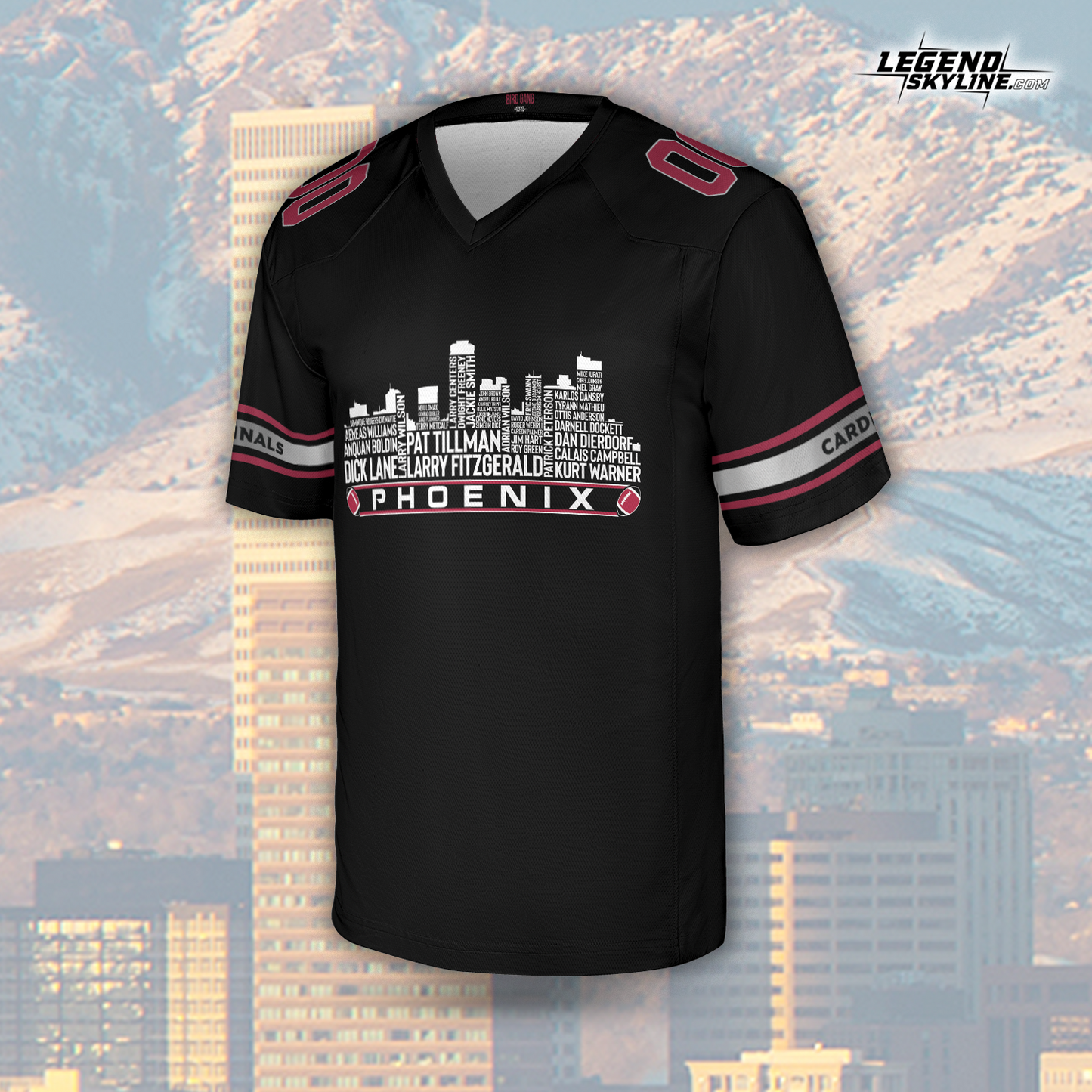 Arizona Custom Football Jersey Greatest Of All Time Team Legends Arizona City Skyline Shirt Personalized Embroidery Name Number