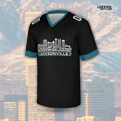 Jacksonville Jersey Custom Football Greatest Of All Time Team Legends Jacksonville City Skyline Jersey Shirt, Personalized Embroidery Name Number