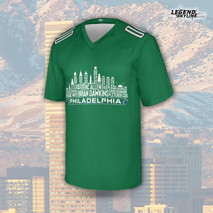 Philadelphia Custom Football Jersey Greatest Of All Time Team Legends, Philadelphia City Skyline Shirt, Personalized Embroidery Name Number