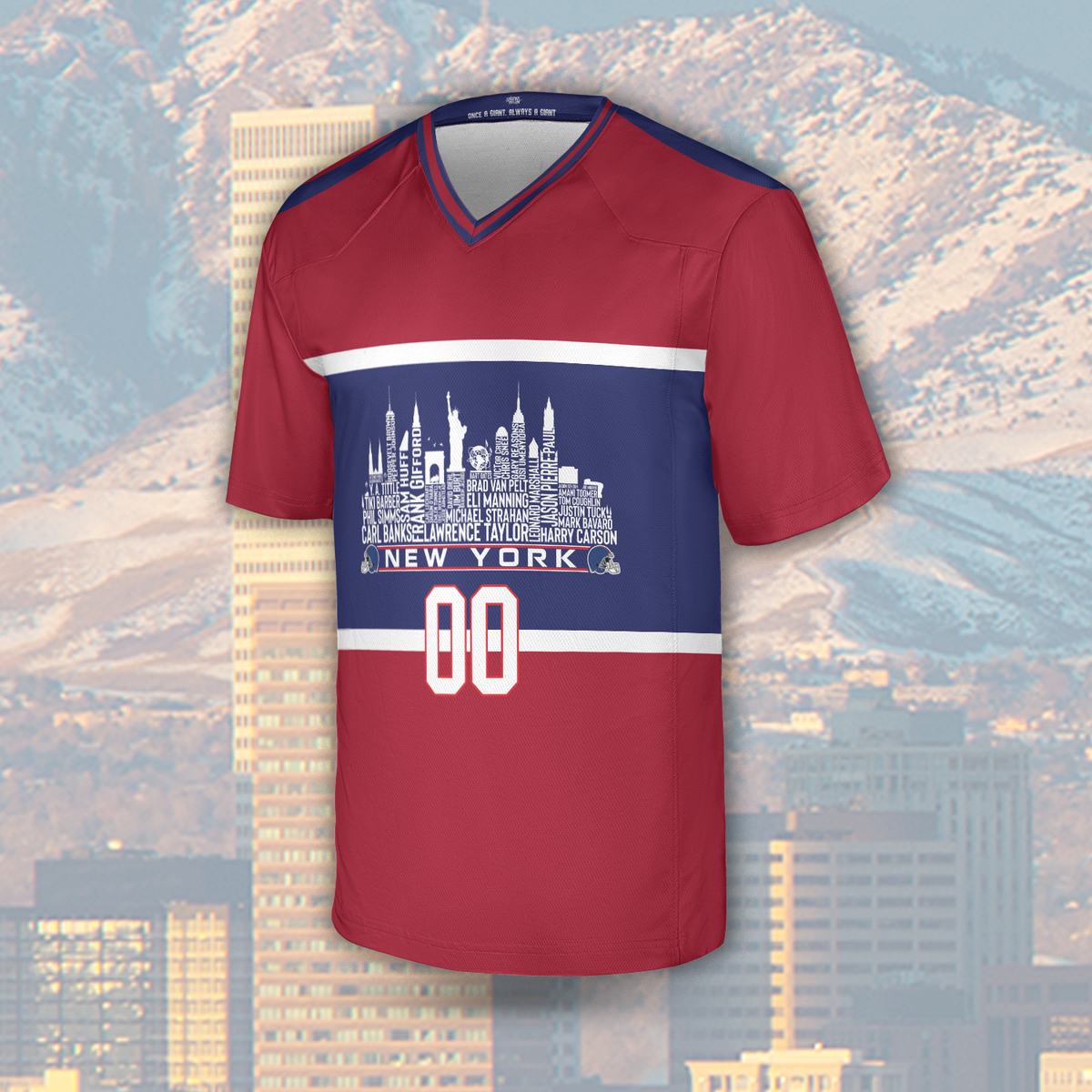 New York Jersey Custom Football Greatest Of All Time Team Legends New York City Skyline Jersey Shirt Personalized Embroidery Name Number