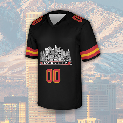 Kansas Jersey Custom Football Greatest Of All Time Team Legends Kansas City Skyline Jersey Shirt Personalized Embroidery Name Number