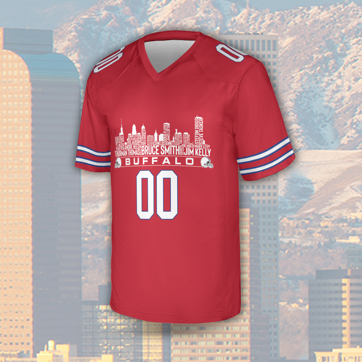 Buffalo Jersey Custom Football Greatest Of All Time Team Legends Buffalo Skyline Jersey Shirt Personalized Embroidery Name Number