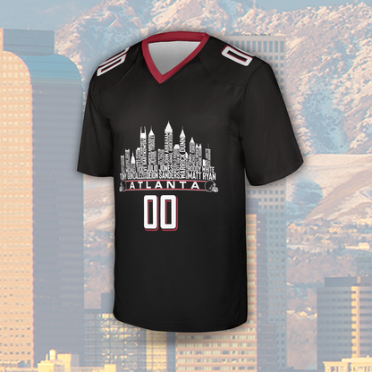 Atlanta Jersey Custom Football Greatest Of All Time Team Legends Atlanta City Skyline Jersey Shirt Personalized Embroidery Name Number