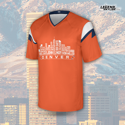 Denver Custom Football Jersey Greatest Of All Time Team Legends Denver City Skyline Shirt Personalized Embroidery Name Number