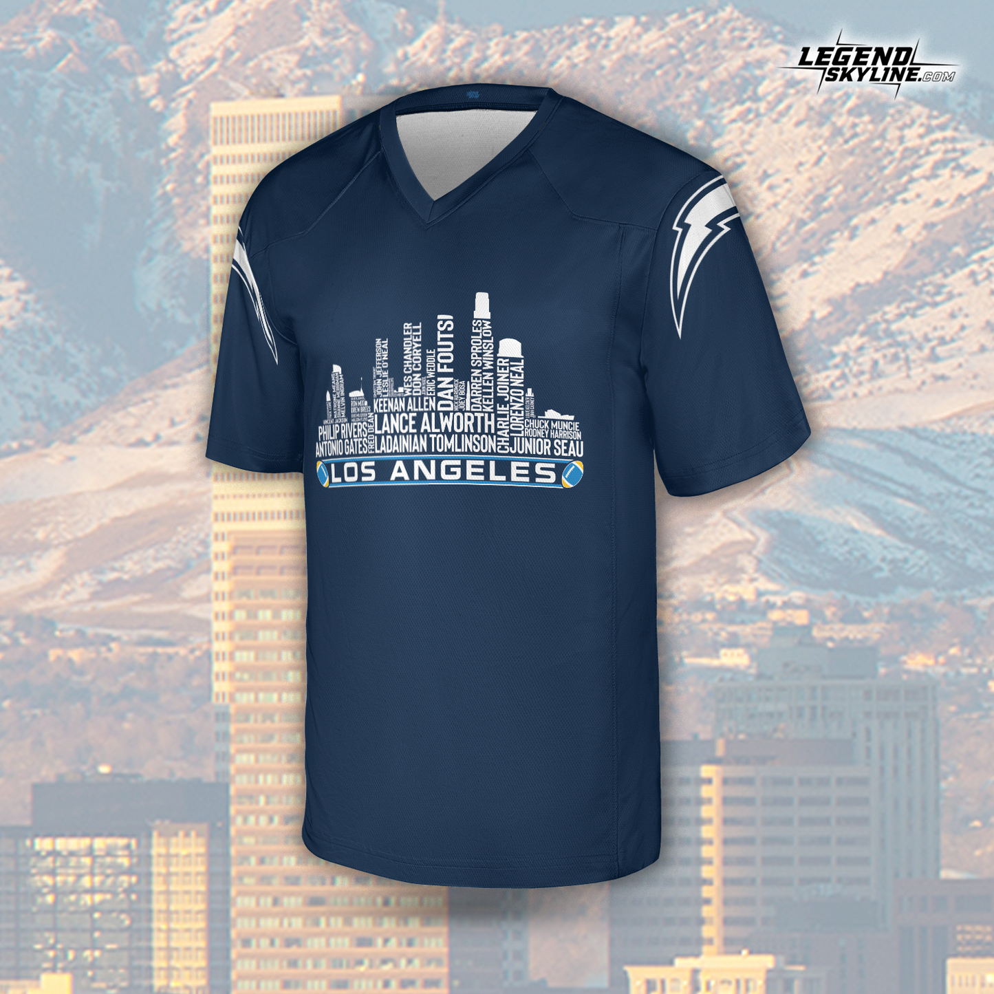 Los Angeles C Jersey Custom Football Greatest Of All Time Team Legends Los Angeles City Skyline Jersey Shirt Personalized Embroidery Name Number