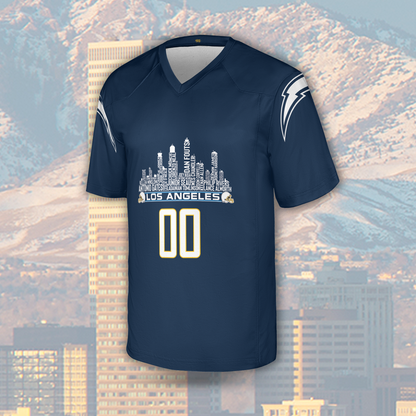 Los Angeles R Jersey Custom Football Greatest Of All Time Team Legends Los Angeles City Skyline Jersey Shirt Personalized Embroidery Name Number