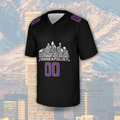 Minnesota Jersey Custom Football Greatest Of All Time Team Legends Minnesota City Skyline Jersey Shirt Personalized Embroidery Name Number