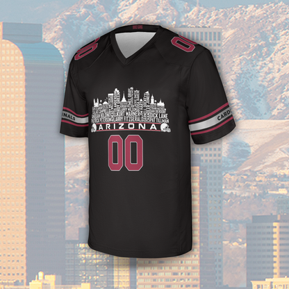 Arizona Custom Football Jersey Greatest Of All Time Team Legends Arizona City Skyline Shirt Personalized Embroidery Name Number