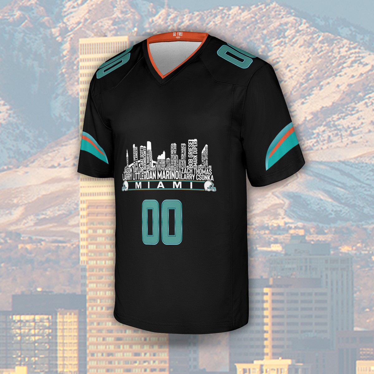 Miami Jersey Custom Football Greatest Of All Time Team Legends Miami City Skyline Jersey Shirt Personalized Embroidery Name Number