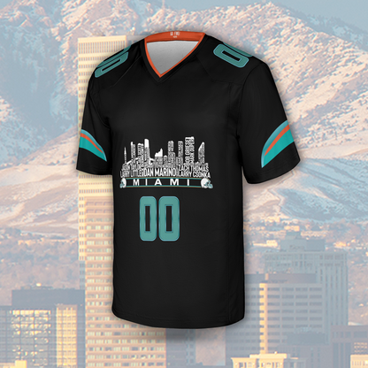 Miami Jersey Custom Football Greatest Of All Time Team Legends Miami City Skyline Jersey Shirt Personalized Embroidery Name Number
