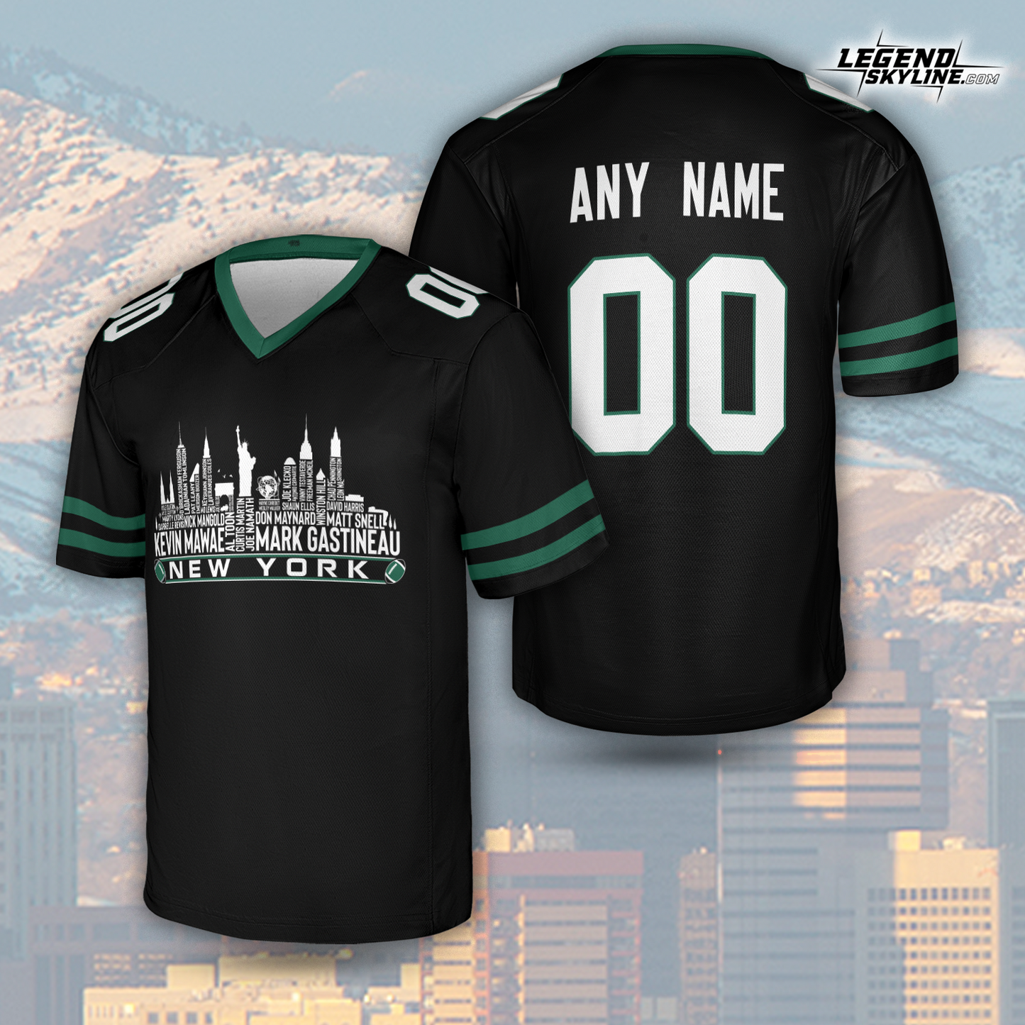 New York Jersey Custom Football Greatest Of All Time Team Legends New York City Skyline Jersey Shirt Personalized Embroidery Name Number