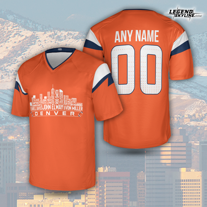Denver Custom Football Jersey Greatest Of All Time Team Legends Denver City Skyline Shirt Personalized Embroidery Name Number