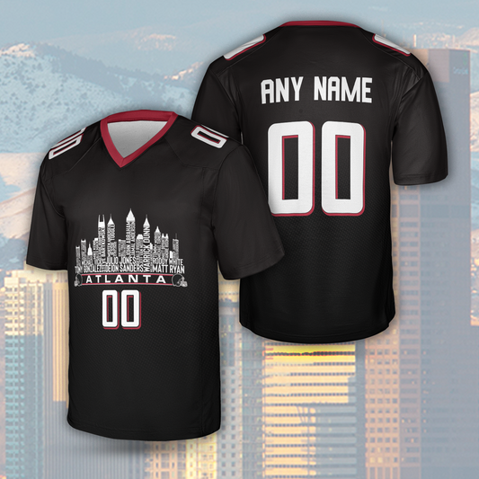 Atlanta Jersey Custom Football Greatest Of All Time Team Legends Atlanta City Skyline Jersey Shirt Personalized Embroidery Name Number