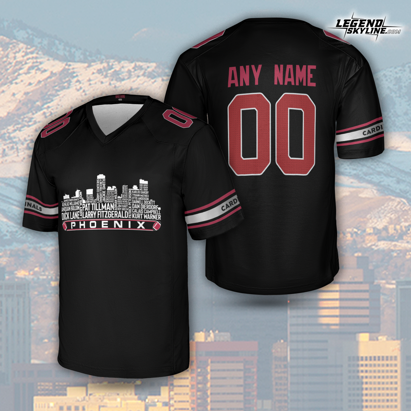 Arizona Custom Football Jersey Greatest Of All Time Team Legends Arizona City Skyline Shirt Personalized Embroidery Name Number