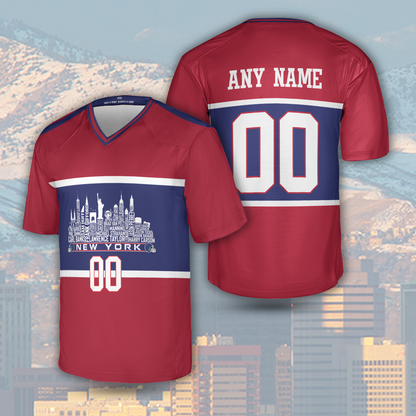 New York Jersey Custom Football Greatest Of All Time Team Legends New York City Skyline Jersey Shirt Personalized Embroidery Name Number