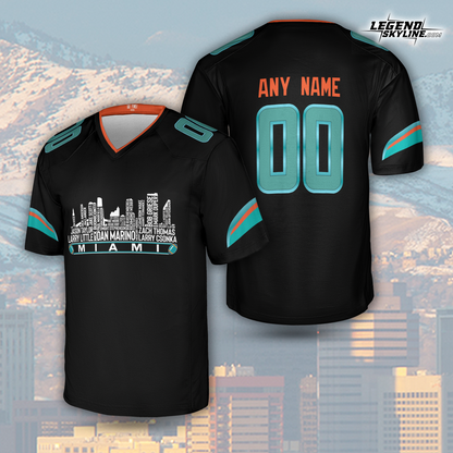 Miami Jersey Custom Football Greatest Of All Time Team Legends Miami City Skyline Jersey Shirt Personalized Embroidery Name Number