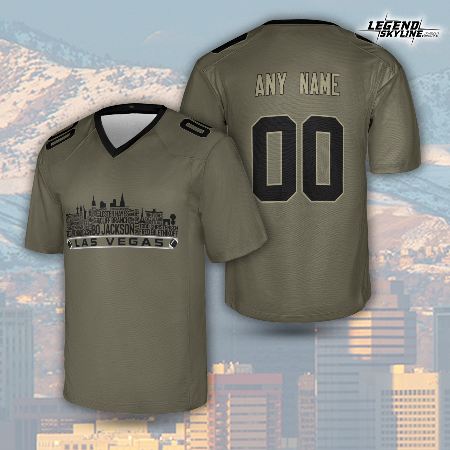 Las Vegas Jersey Custom Football Greatest Of All Time Team Legends Las Vegas City Skyline Jersey Shirt, Personalized Embroidery Name Number