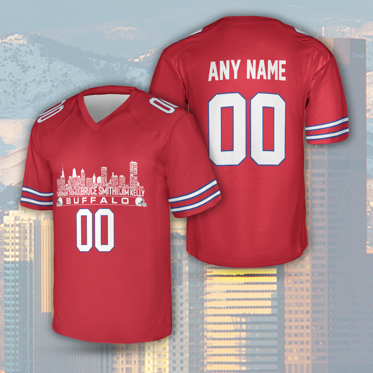 Buffalo Jersey Custom Football Greatest Of All Time Team Legends Buffalo Skyline Jersey Shirt Personalized Embroidery Name Number