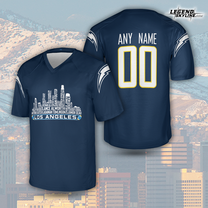 Los Angeles C Jersey Custom Football Greatest Of All Time Team Legends Los Angeles City Skyline Jersey Shirt Personalized Embroidery Name Number