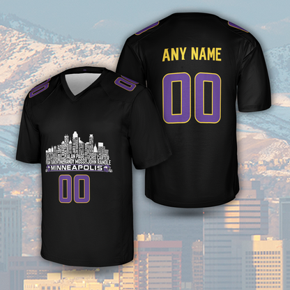Minnesota Jersey Custom Football Greatest Of All Time Team Legends Minnesota City Skyline Jersey Shirt Personalized Embroidery Name Number