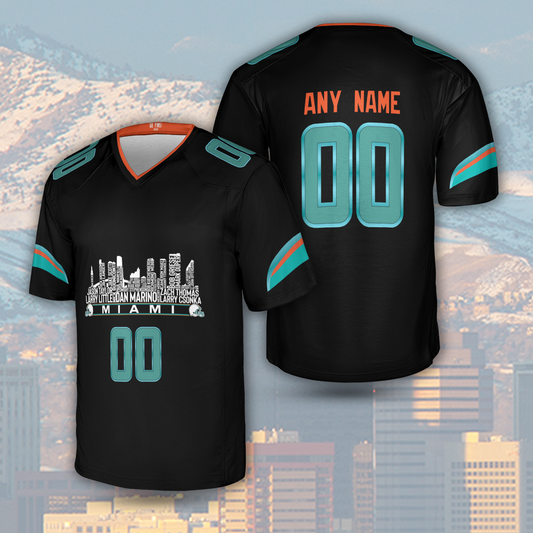 Miami Jersey Custom Football Greatest Of All Time Team Legends Miami City Skyline Jersey Shirt Personalized Embroidery Name Number