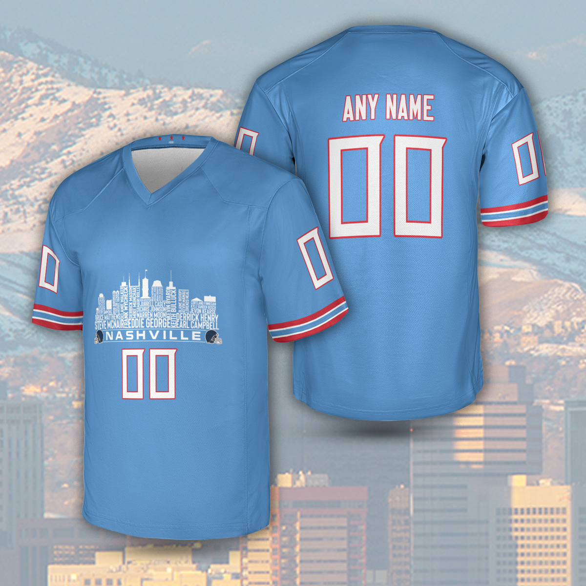 Tennessee Custom Football Jersey Greatest Of All Time Team Legends Tennessee City Skyline Shirt Personalized Embroidery Name Number