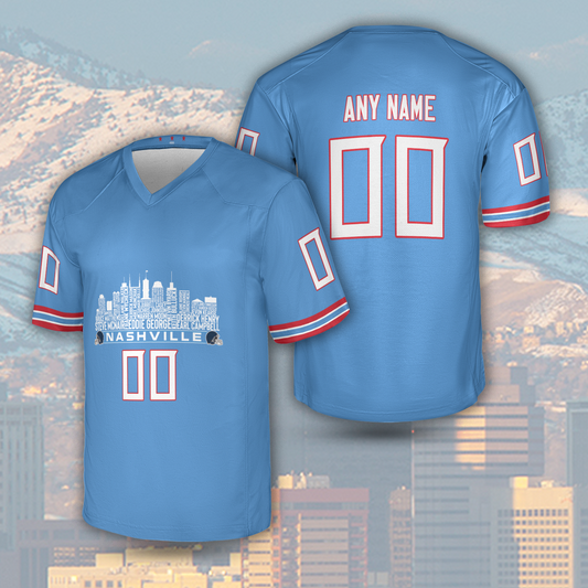 Tennessee Custom Football Jersey Greatest Of All Time Team Legends Tennessee City Skyline Shirt Personalized Embroidery Name Number