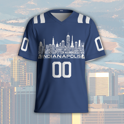 Indianapolis Jersey Custom Football Greatest Of All Time Team Legends Indianapolis City Skyline Jersey Shirt Personalized Embroidery Name Number