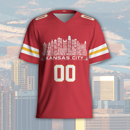 Kansas Jersey Custom Football Greatest Of All Time Team Legends Kansas City Skyline Jersey Shirt Personalized Embroidery Name Number