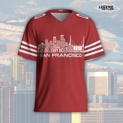 San Francisco Custom Football Jersey Greatest Of All Time Team Legends San Francisco City Skyline Shirt Personalized Embroidery Name Number