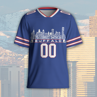 Buffalo Jersey Custom Football Greatest Of All Time Team Legends Buffalo Skyline Jersey Shirt Personalized Embroidery Name Number