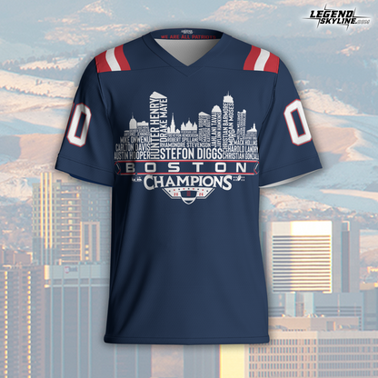 New England Custom Jersey Champions LX Football 2026 Bowl Dream Team Boston Skyline Personalized Embroidery Name Number