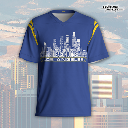 Los Angeles R Jersey Custom Football Greatest Of All Time Team Legends Los Angeles City Skyline Jersey Shirt Personalized Embroidery Name Number