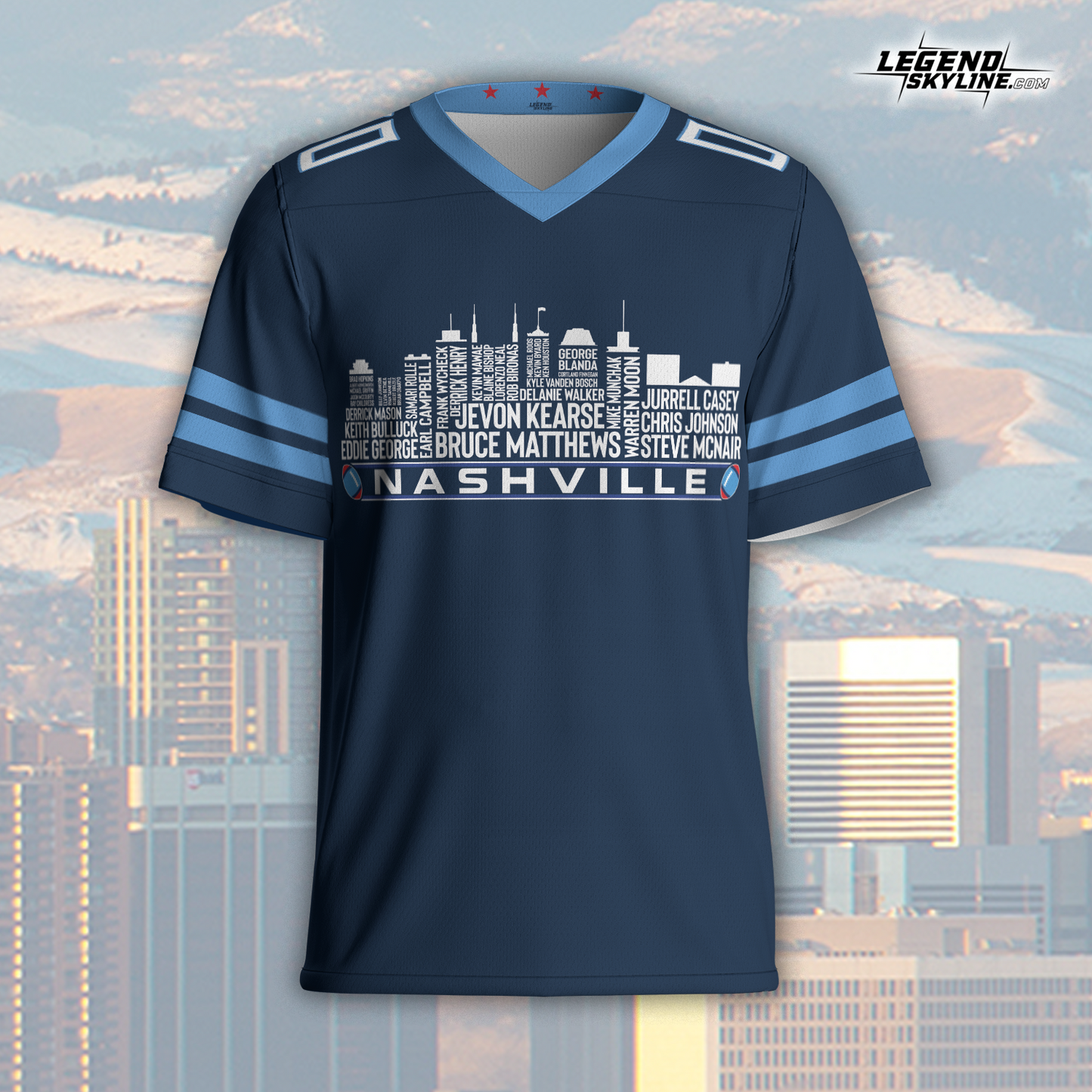 Tennessee Custom Football Jersey Greatest Of All Time Team Legends, Tennessee City Skyline Shirt, Personalized Embroidery Name Number