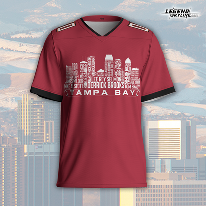 Tampa Bay Custom Football Greatest Of All Time Team Legends Tampa Bay City Skyline Jersey Shirt, Personalized Embroidery Name Number