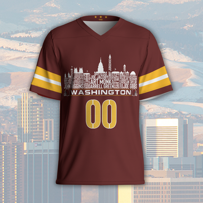 Washington Jersey Custom Football Greatest Of All Time Team Legends Washington D.C Skyline Jersey Shirt Personalized Embroidery Name Number
