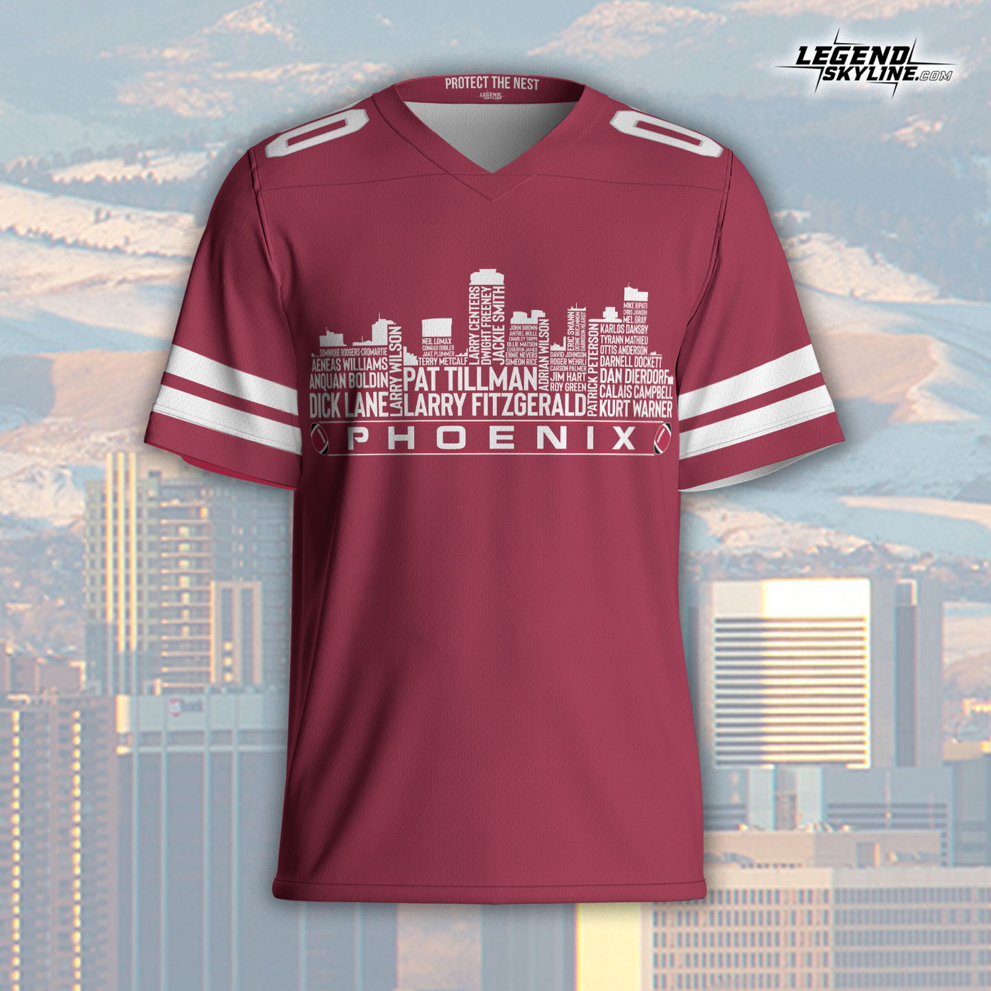Arizona Custom Football Jersey Greatest Of All Time Team Legends Arizona City Skyline Shirt Personalized Embroidery Name Number