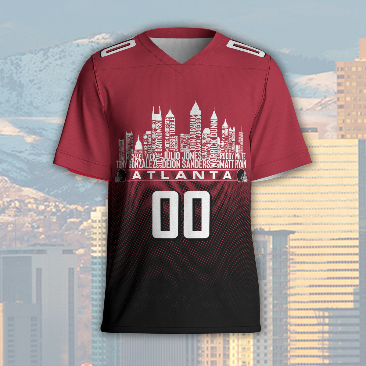 Atlanta Jersey Custom Football Greatest Of All Time Team Legends Atlanta City Skyline Jersey Shirt Personalized Embroidery Name Number
