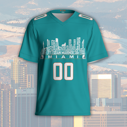 Miami Jersey Custom Football Greatest Of All Time Team Legends Miami City Skyline Jersey Shirt Personalized Embroidery Name Number